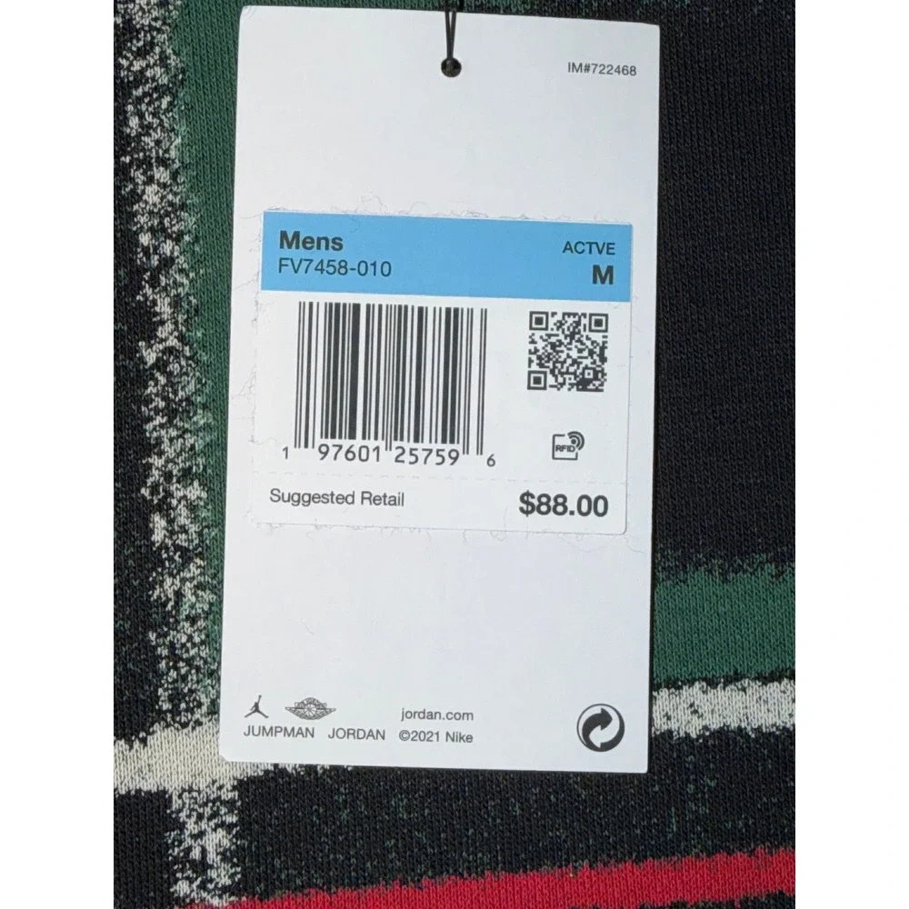 Jordan Plaid Hoodie FV7458-010 Green Red Black‎ Mens Active Fit, Size M, NWT